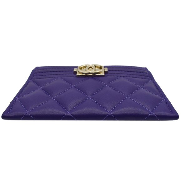 CHANEL Boy Leather Card Holder Purple - Picture 3 of 12